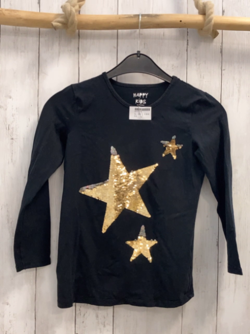   Langarmshirt  Gr. 128  schwarz Pailettensterne 