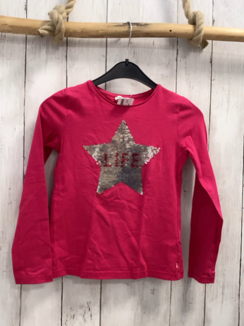 Okaidi  Langarmshirt  Gr. 128  rot silber Pailettenstern 
