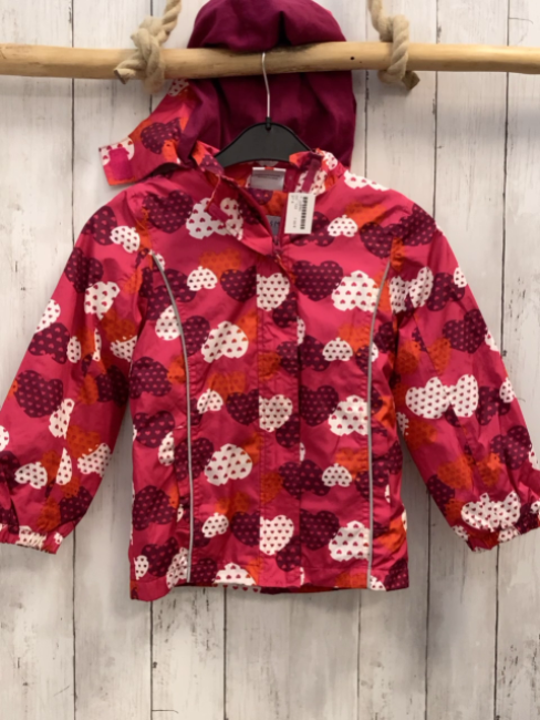   Regenjacke  Gr. 122  pink bunte Herzen mit kleine Herzen 