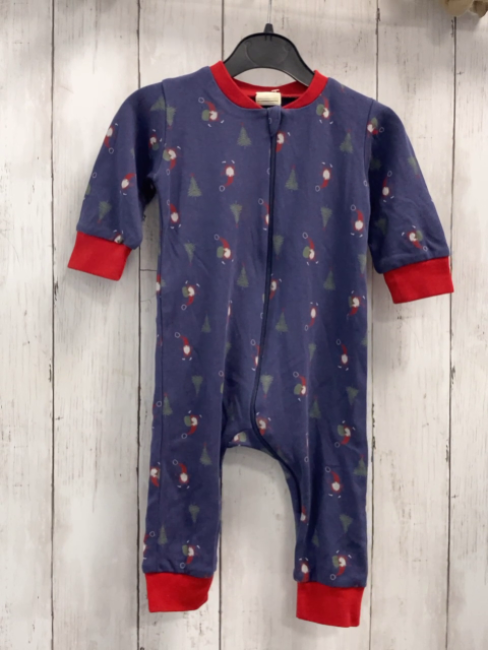 Alana  Strampler  Gr. 68  blau Weihnachtswichtel Tannen roter Bund 