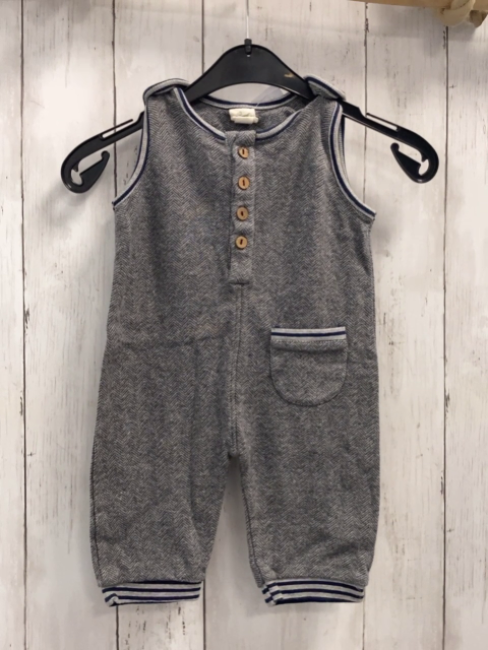 Alana  Overall  Gr. 68  grau hellgraue Zackenstreifen grau dunkelgrauer Streifenbund 