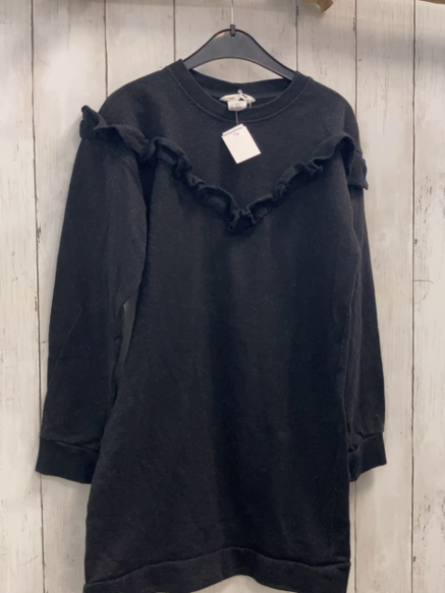 H&M  Kleid  Gr. 134  schwarz mit Glitzerpunkten Rüschen