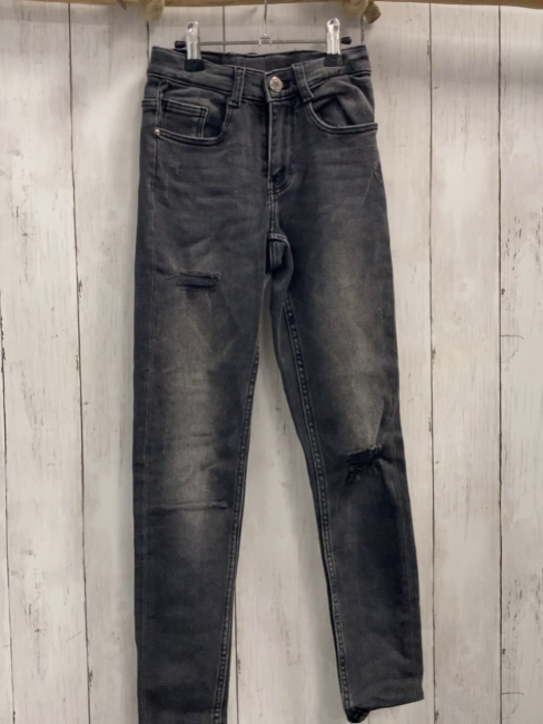  Hose Gr. 128  grau Jeans used Look Bund verstellbar