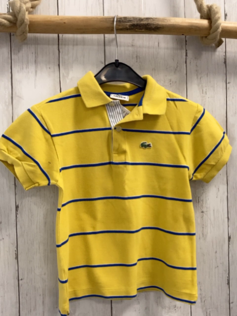 Lacoste  T-Shirt  Gr. 116  gelb blau weiße Streifen Polokragen 