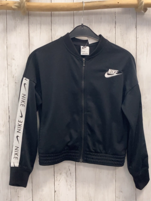 Nike  Joggingjacke  Gr. 146  schwarz weißes Band an den Ärmeln mit Schrift 