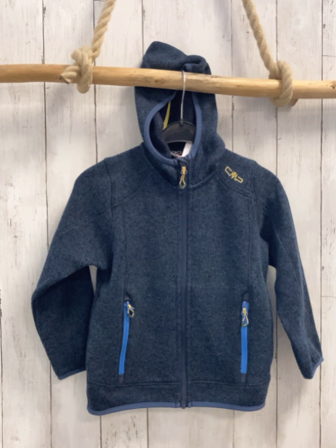 CMP Strickjacke  Gr. 116  grau petrol meliert hellblaue Reißverschlüsse 