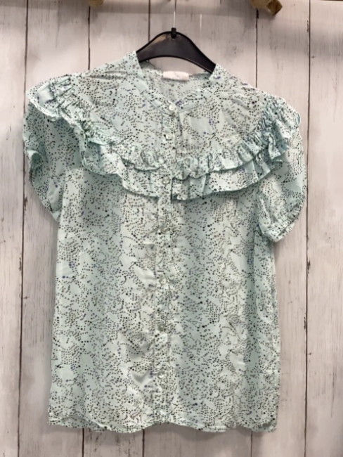 Coccodrillo Sommerbluse Gr. 146  hellblau beige schwarz Punkte