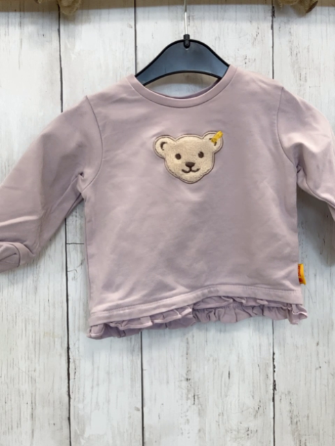 Steiff  Pullover  Gr. 68  heller flieder ton Rüschensaum Plüschbärenkopf 