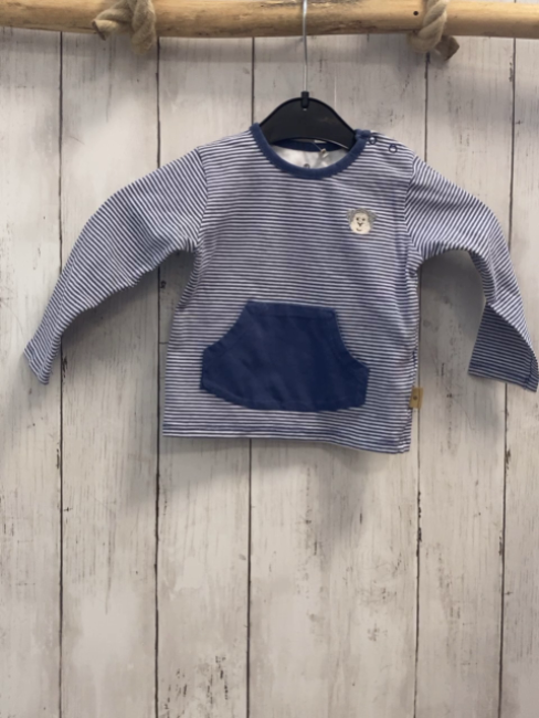 Bellybutton  Langarmshirt  Gr. 68  blau weiße Streifen blaue Bauchtasche 