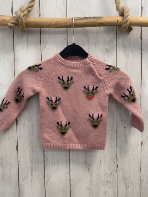S´Oliver  Pullover  Gr. 74  rosa Strick Hirsche 