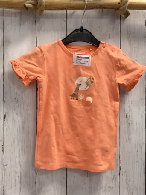 Staccato  T-Shirt  Gr. 86  orange Giraffe Blätter Rüschenbund
