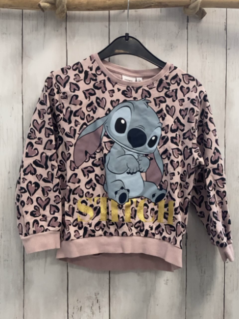 Name it  Pullover  Gr. 116  rosa schwarz altrosa Druck Stitch 