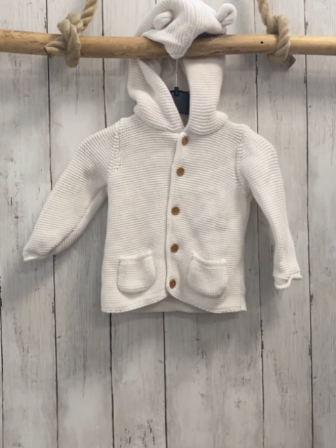 Next  Strickjacke  Gr. 86  weiß Kapuze mit Ohren 