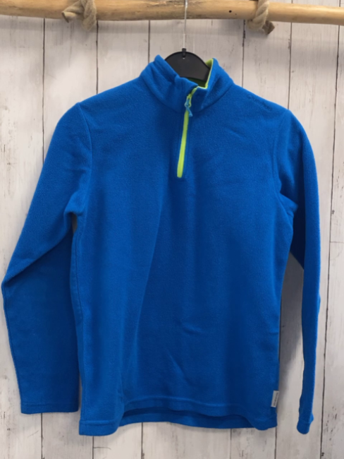 Decathlon  Pullover  Gr. 158  hellblau Fleece hellgrüer Reißverschluss 