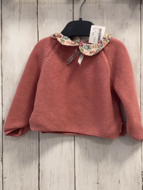 Next  Pullover  Gr. 68  altrosa Strick weißer Kragen mit Blumen 