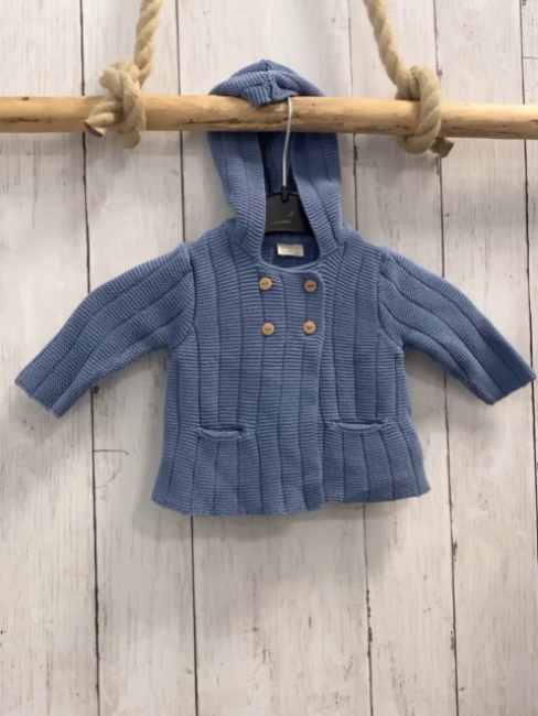   Strickjacke  Gr. 62  hellblau Rippen Strick Kapuze 