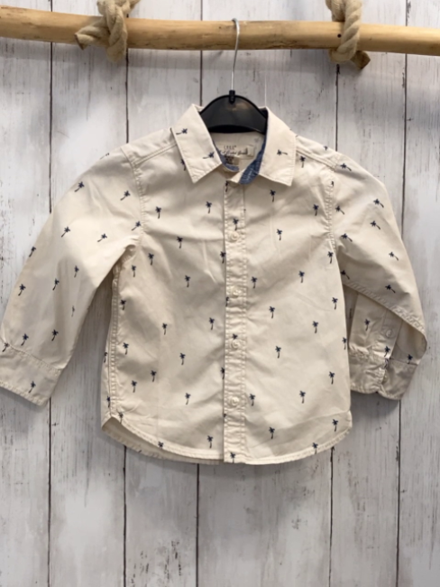 H&M  Hemd  Gr. 92  beige blaue Palmen