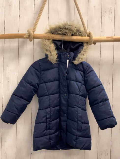 H&M  Winterjacke  Gr. 116  blau Kapuze mit Fellbund 
