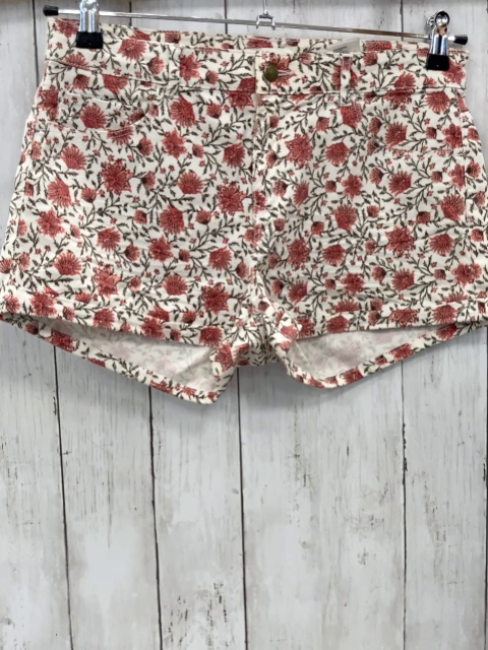 H&M  Shorts  Gr. 38  weiß hellrote Bumen oliv Blätter 
