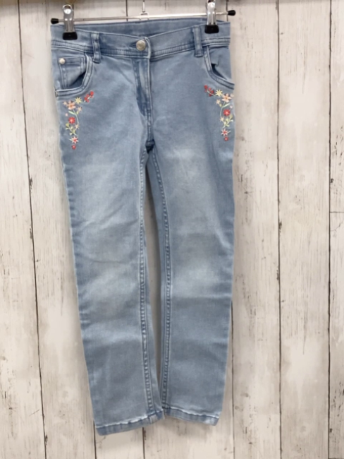   Hose  Gr. 116  blau Jeans gestickte Blumen Bund verstellbar 