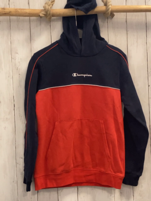 Champion  Pullover  Gr. 158  blau rot Kapuze weiße Schrft 