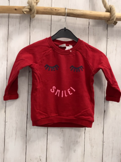 Name it  Pullover  Gr. 86  rot graue Augen rosa Schrift 