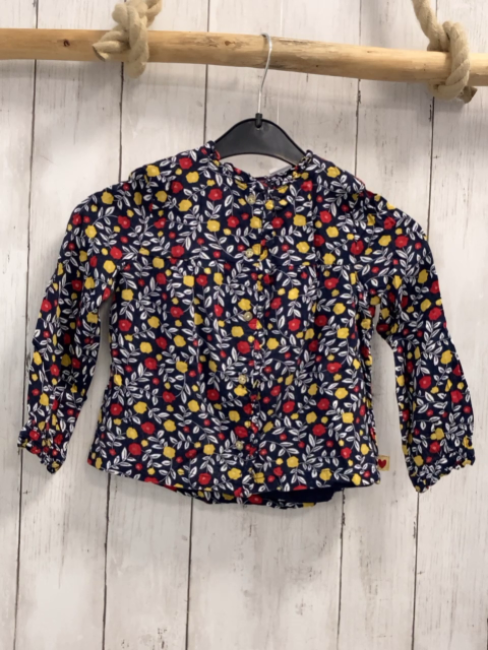 Sergent Major  Bluse  Gr. 104  schwarz mais rote Blumen weiße Blätter  