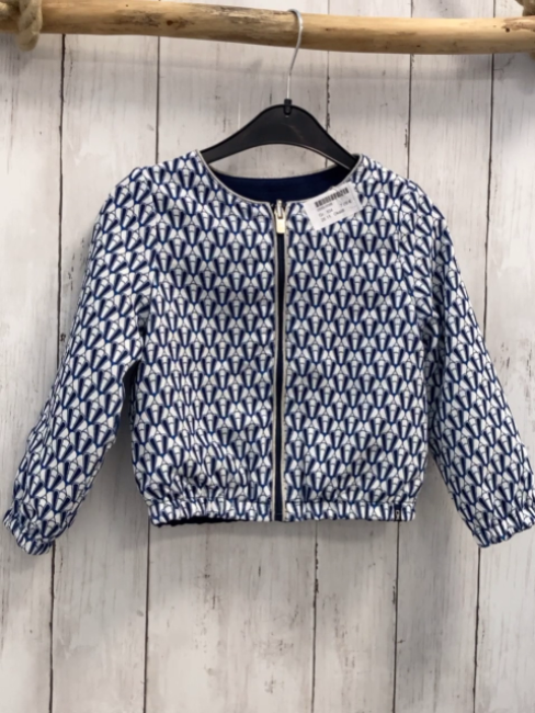 Okaidi Sweatjacke  Gr. 98 weiß blaues Muschelmuser grauer Glitzerbund 