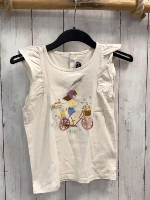 Sergent Major  T-Shirt  Gr. 110  creme Mädchen auf Fahrrad Rüschenärmel 