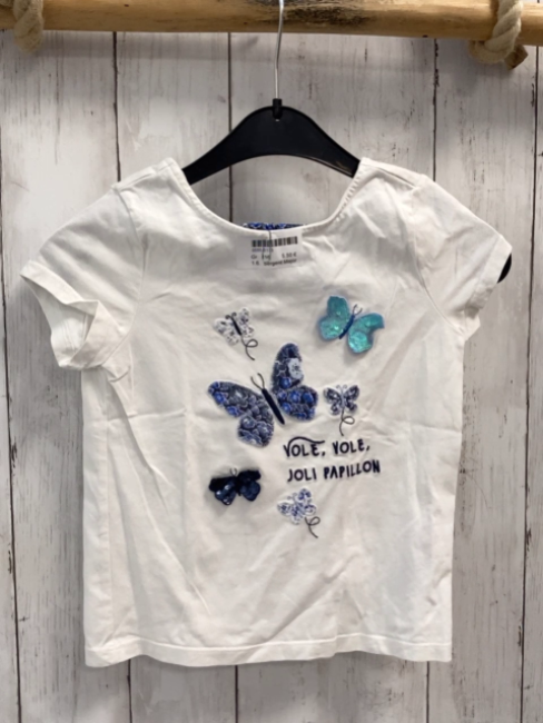 Sergent Major  T-Shirt  Gr. 116  weiß Schmetterlinge mit Pailetten 