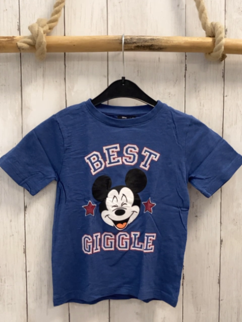 Disney  T-Shirt  Gr. 104  blau Micky Mouse Schrift 