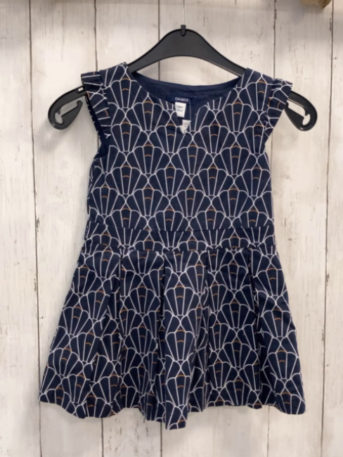 Okaidi  Kleid  Gr. 98  blau weiß brauner Muscheldruck 