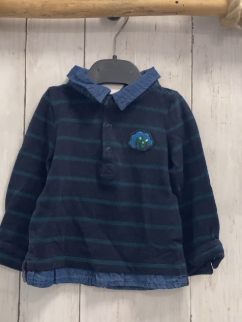 Sergent Major  Pullover Gr. 80  blau grüne Streifen Jeanskragen