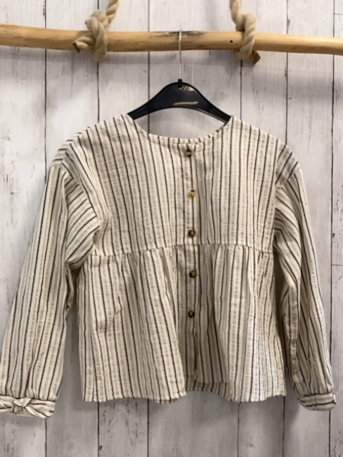 Zara  Bluse  Gr. 152  weiß hellgrau grau kariert Struktur 