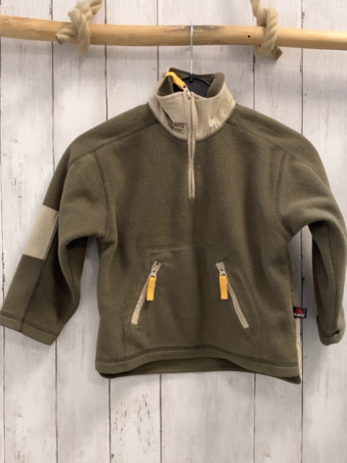 Timberland  Pullover  Gr. 110  sand Fleece beige Bund gelbe Applikationen Reißverschluss 