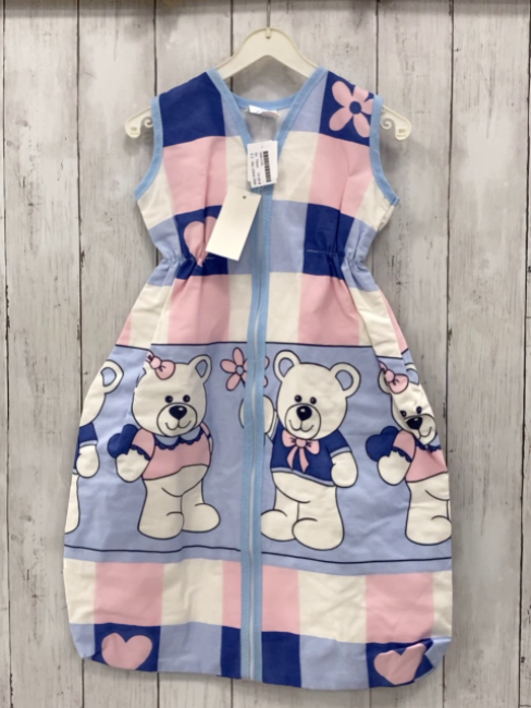 neu Julius Zöllner  Schlafsack Gr. 70cm  weiß rosa blaue hellblaue Quadrate mit Bären und Blumen 