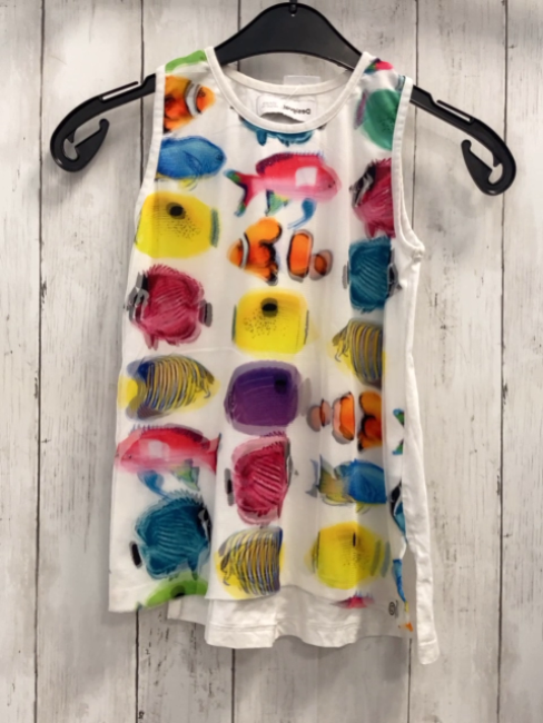 Desigual  Top Gr. 140  weiß zweilagig bunte Fische 