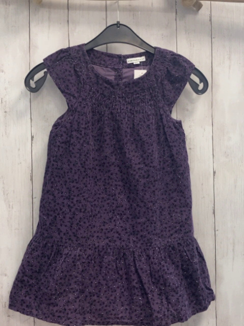 Vertbaudet  Kleid  Gr. 116  lila Kord Blumen 