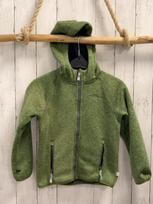 Our Planet  Strickjacke  Gr. 122/128  oliv Kapuze graue Reißverschlüsse 