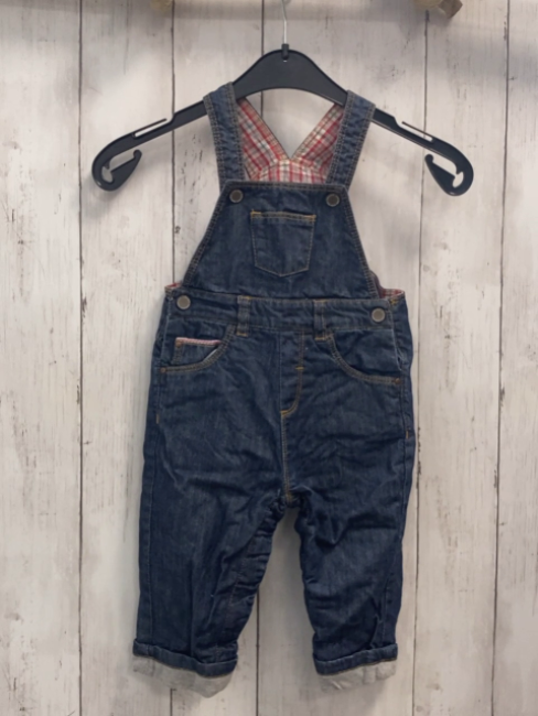 zara  Latzhose  Gr. 74  blau Jeans gefüttert gelbe Nähte 
