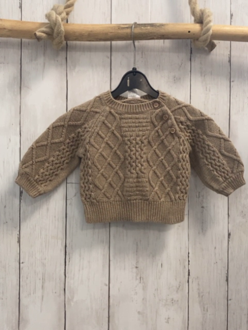 Alana Pullover  Gr. 62  sand Strick Zöpfe 