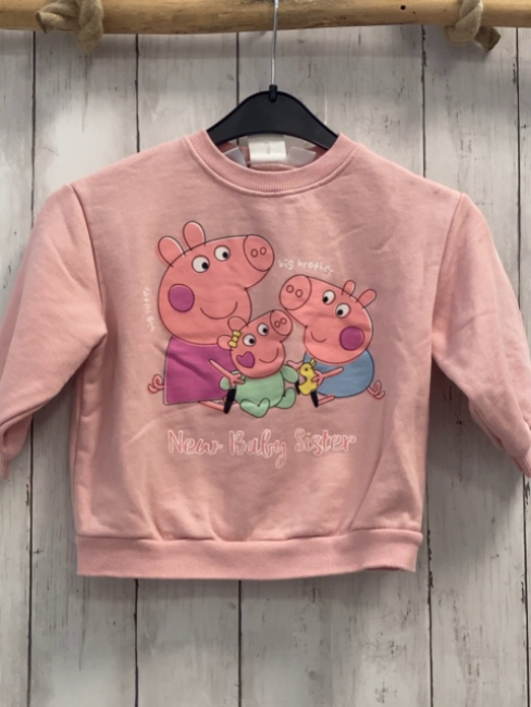 Zara  Pullover Gr. 92  rosa Peppa Pig Schrift 