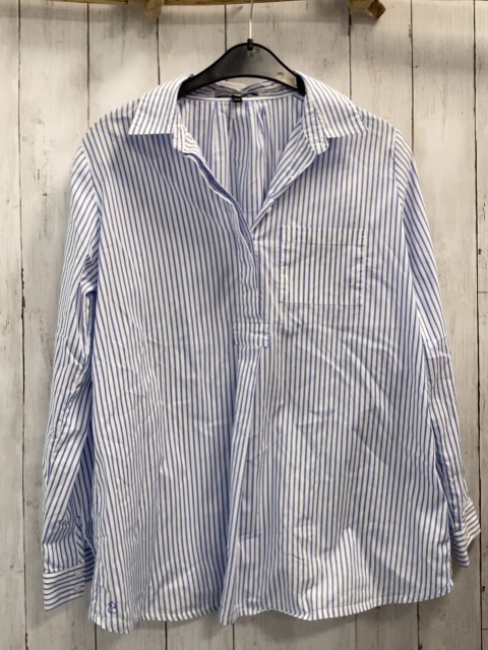 Slacks & Co  Bluse Gr. M weiß hellblaue Streifen 