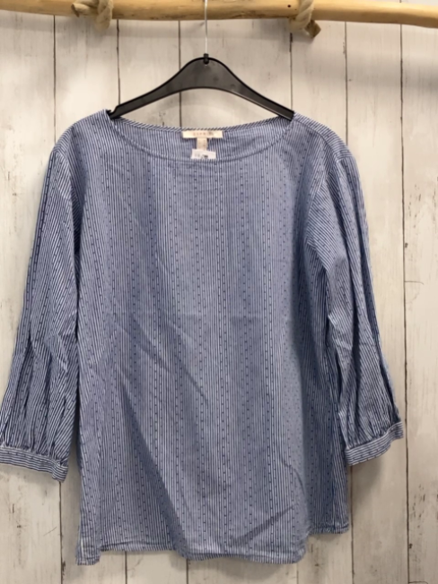 Esprit  Bluse  Gr. 36  weiß hellblaue Streifen blaue Punkte 