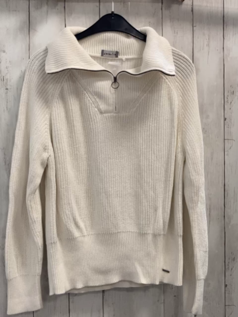 Taifun  Pullover  Gr. M weiß Strick Reißverschluss 
