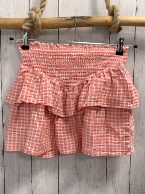 H&M Rock Gr. 146  rot weiß kariert Struktur gesmokt