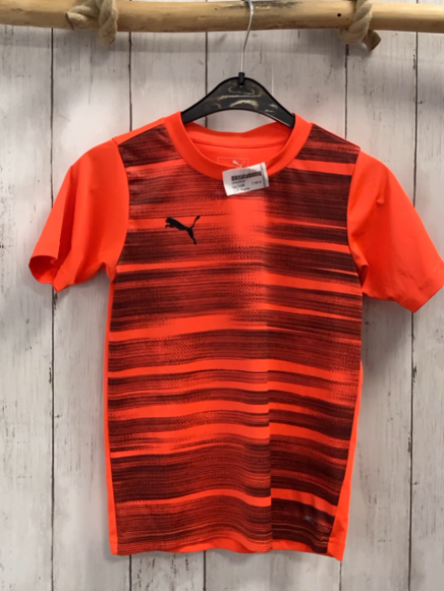 Puma  Sportshirt  Gr. 128  neonrot graue Streifen schwarzer Puma 