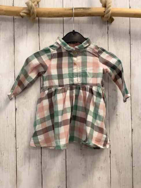 H&M  Kleid  Gr. 68  weiß mint altrosa weiß kariert 
