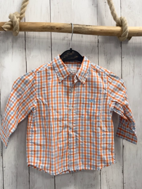   Hemd  Gr. 92  weiß orange hellblau kariert 