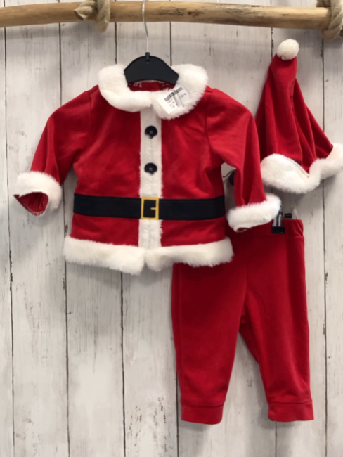 3tlg  Pullover Leggings Mütze  Gr. 68  rot weiß Nicky mit schwarzem Streifen Weihnachtsmotiv